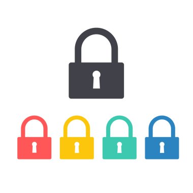 Asma kilit simgesi vektör düz tasarım