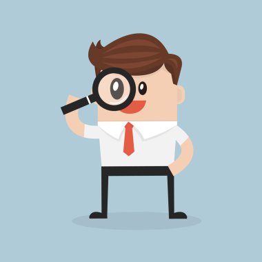 İş adamı büyüteçle bakıyor