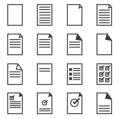 Kağıt simgesi. vektör Icon set