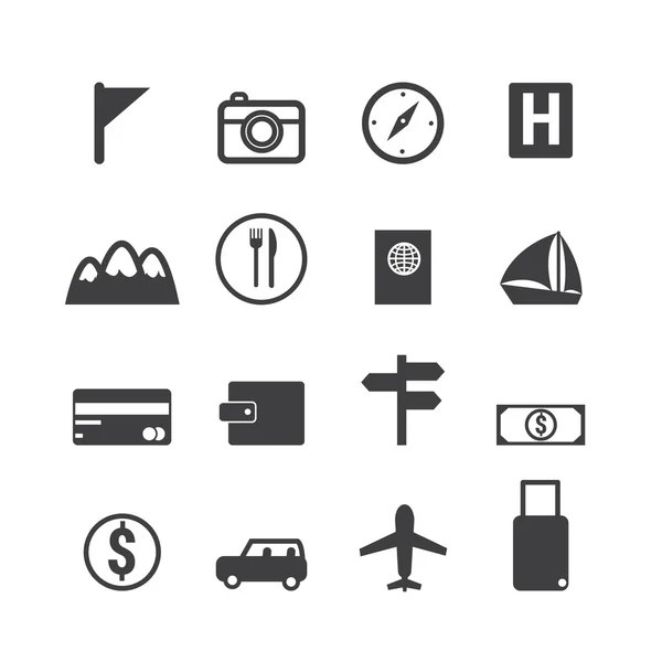 Conjunto de iconos de viaje, conjunto de iconos de vector — Vector de stock
