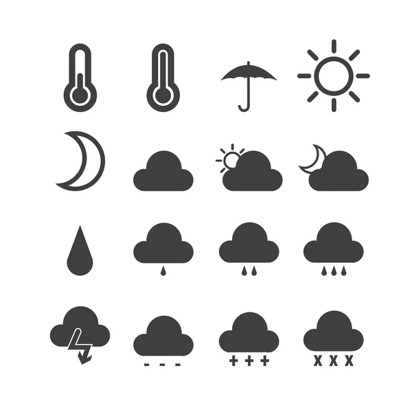Ícones meteorológicos, conjunto de ícones vetoriais — Vetor de Stock