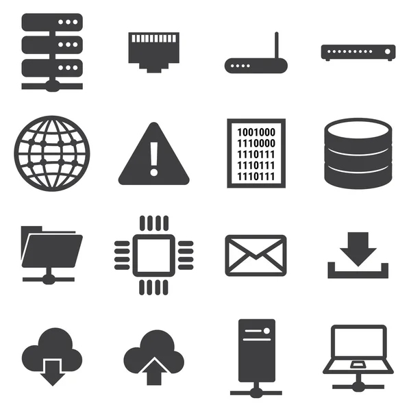 Conjunto de ícones de rede e servidor —  Vetores de Stock
