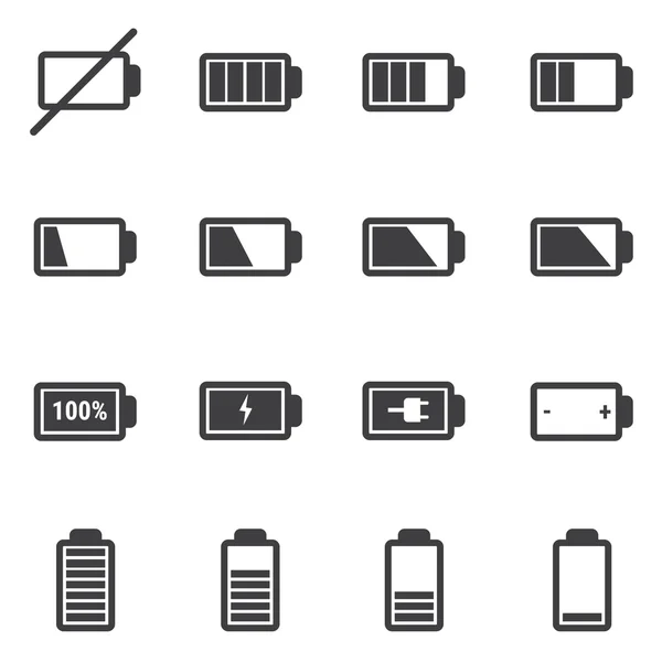Conjunto de iconos de batería, vector conjunto de iconos — Vector de stock