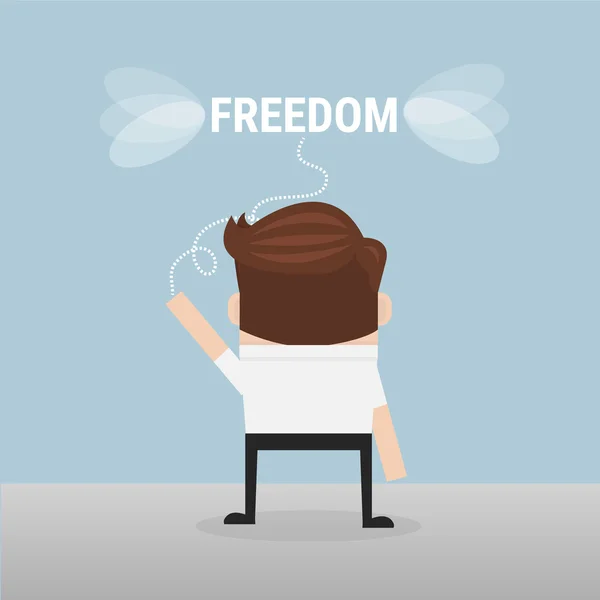 Businessman reaches out for freedom. — Stock Vector