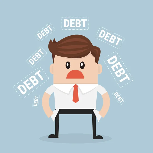 Empresario y más deuda — Vector de stock