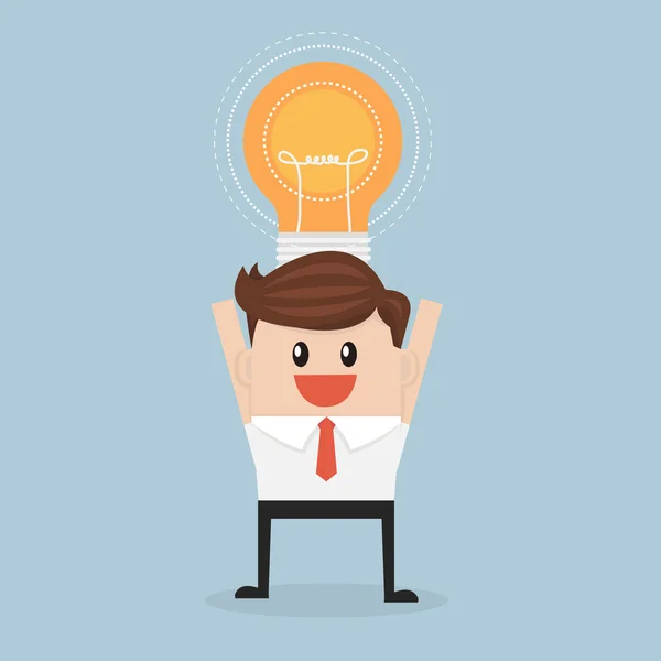 Light bulb head businessman. idea concept. vector. flat design — Stock Vector