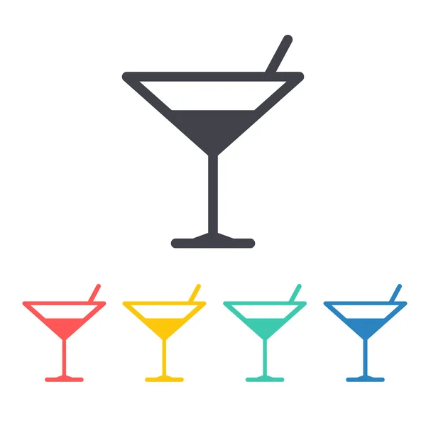 Cocktail icon vector flat design — Stock Vector