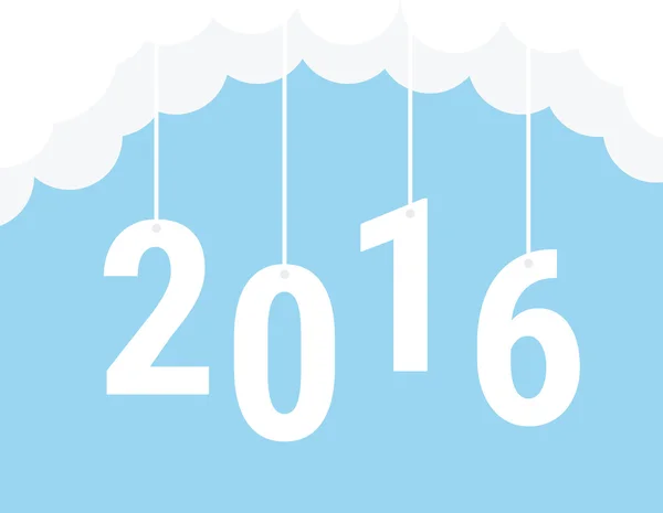 Nuvole con testo 2016 sullo sfondo blu. File vettoriale Eps 10 — Vettoriale Stock