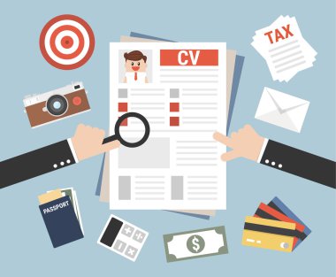 İş görüşmesi kavramı ile iş cv özgeçmiş vektör illustratio