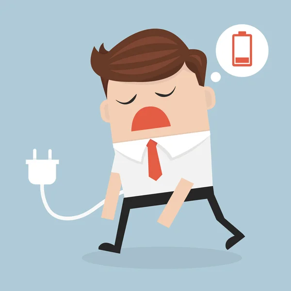 İş kavramı, yorgun ve düşük pil duygu işadamı. VEC