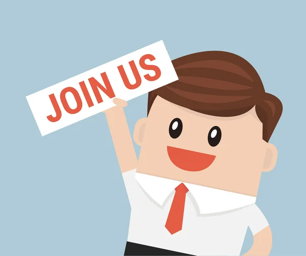 Tutan işadamı işareti bize katılın