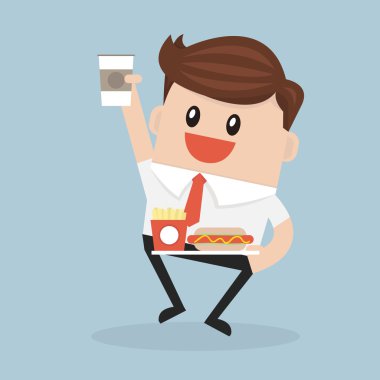 Ofis çalışanı veya kağıt bardak kahve ile bir tepsi Yöneticisi