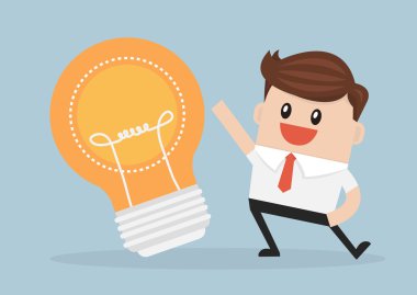 Büyük fikir ile iş adamı. düz tasarım