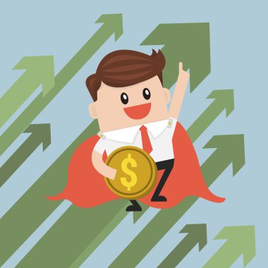 Grafik büyüyen ile süper iş adamı.