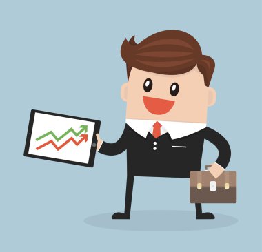 işadamı sunulması büyüme düz tasarlamak vektör.