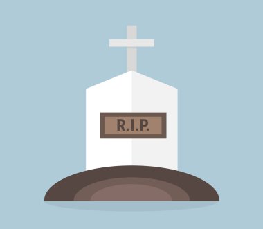 Çizgi film mezar düz tasarım. Vektör çizim