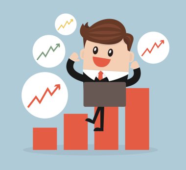 İşadamı onay grafik üzerinde notebook.vector