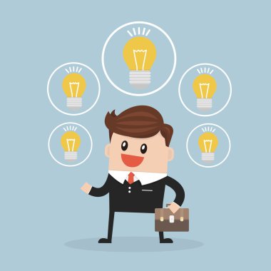 işadamı fikirlerle, düz tasarlamak vektör.