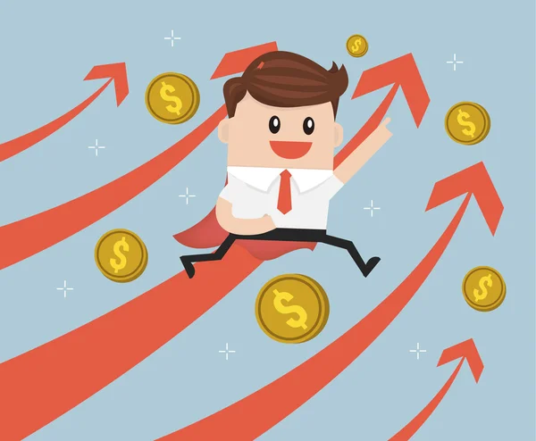 iş kavramı, grafik büyüyen ile süper iş adamı