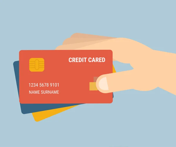 Mão segurando cartão de crédito, vetor — Vetor de Stock