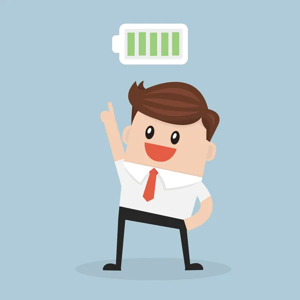 Tam dolu pil ile iş adamı. İş kavramı illüstrasyon.