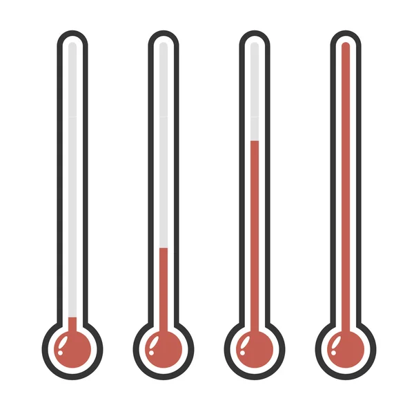 Ilustração de termômetros vermelhos com diferentes níveis —  Vetores de Stock