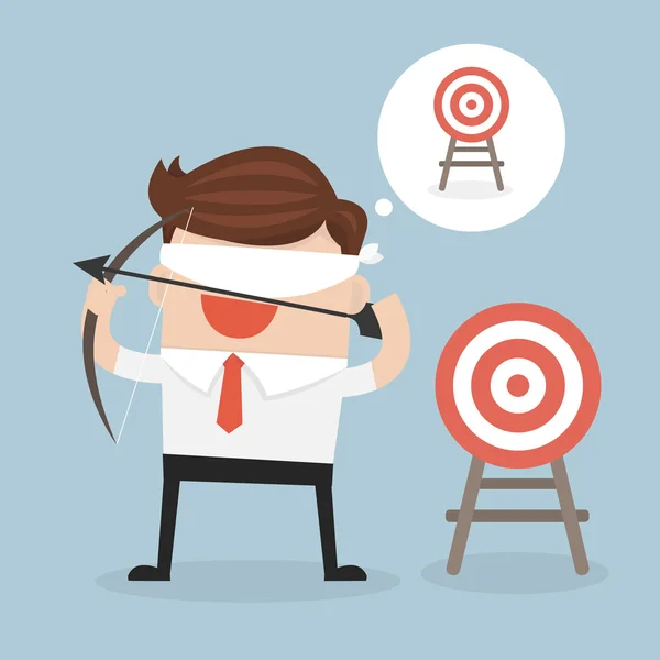 Ok ve yay w hedef arayın tutan işadamı göz bağı