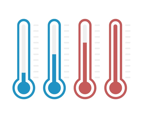 Illustration of thermometers with different levels, flat style, — Stock Vector