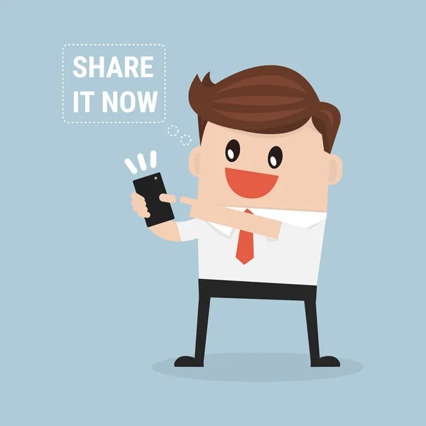 İşadamı ile smartphone, pay kavramı