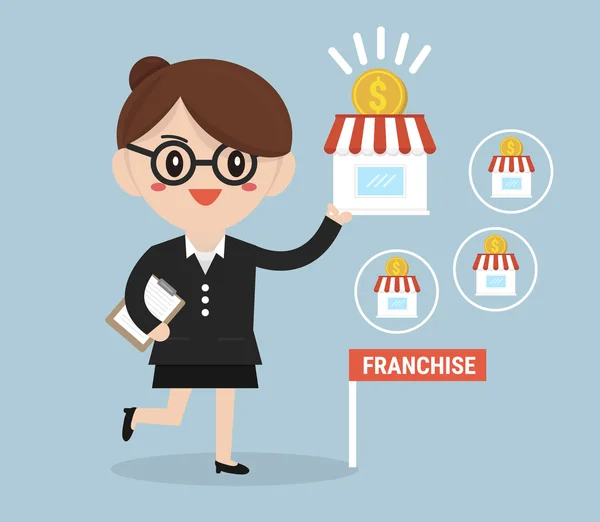 Businesswoman want to expand his business, Franchise Concept. ve — Stock Vector