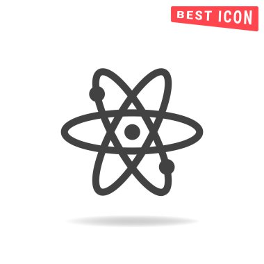 Beyaz arka plan üzerinde atom düz simgesi. Basit vektör çizim