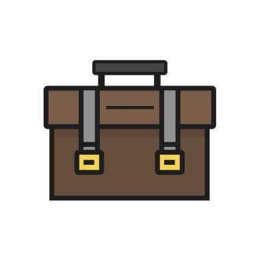 Okul çantası. Düz stil tasarımı - vektör, çizgi simgesi.