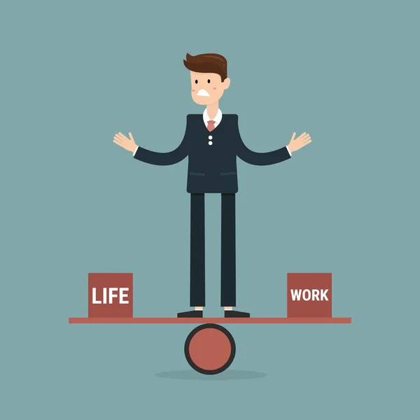 Equilíbrio homem de negócios Trabalho e vida — Vetor de Stock