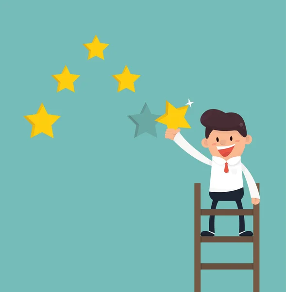 Beş yıldızlı rating vektör veren işadamı