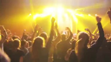 Kalabalık rock gösterisinin tadını çıkarıyor.