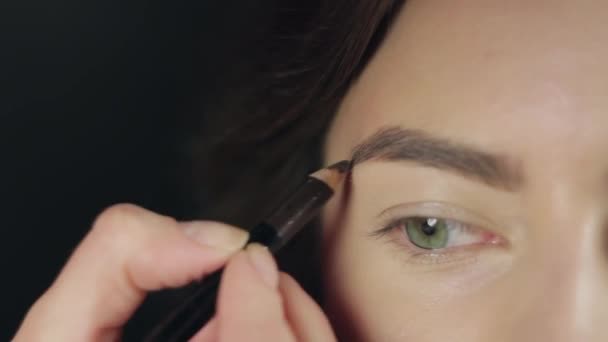 Visage maître peint les sourcils — Video