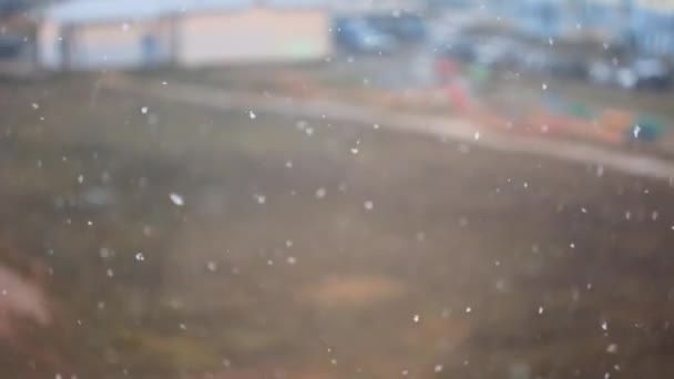 Primeira neve na cidade — Vídeo de Stock