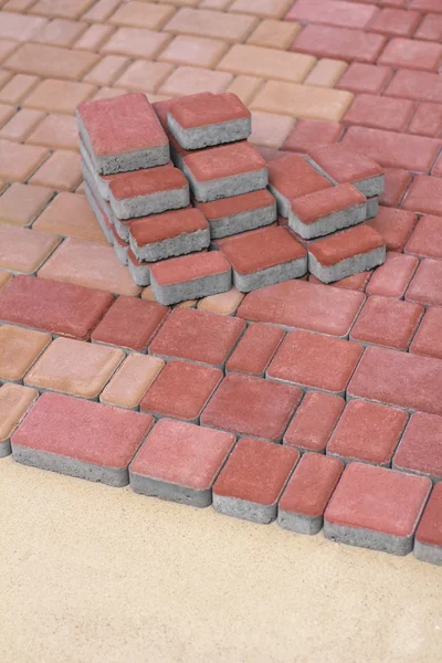 İnşaat kırmızı kaldırım tuğla.