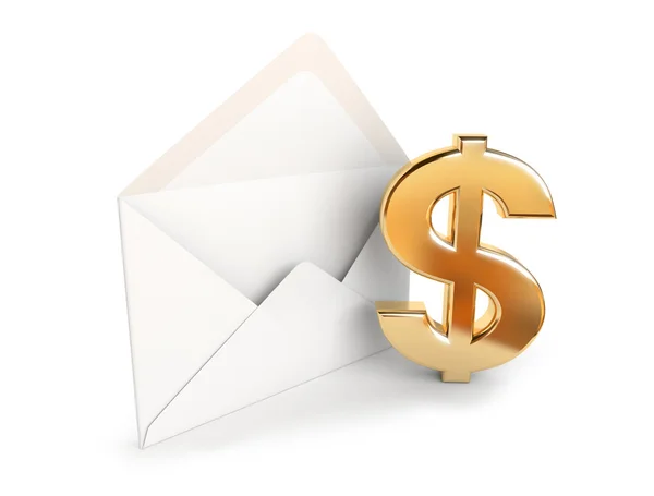 Dollar near envelope. — Stock Photo, Image