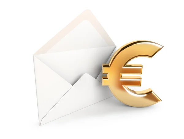 Euro sign near envelope. — Stock Photo, Image