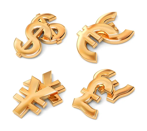 Golden currency symbols — Stock Photo, Image