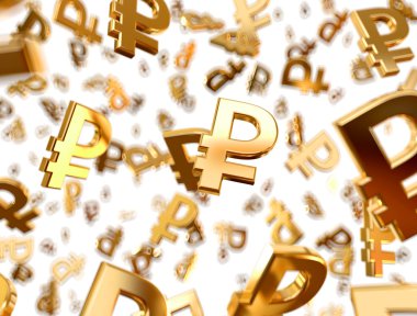 Yağmur altın Rublesi işaretleri.