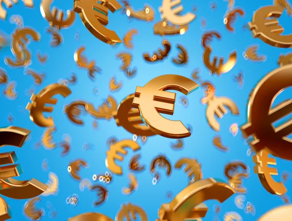 Golden euro signs raining. — Stock Photo, Image