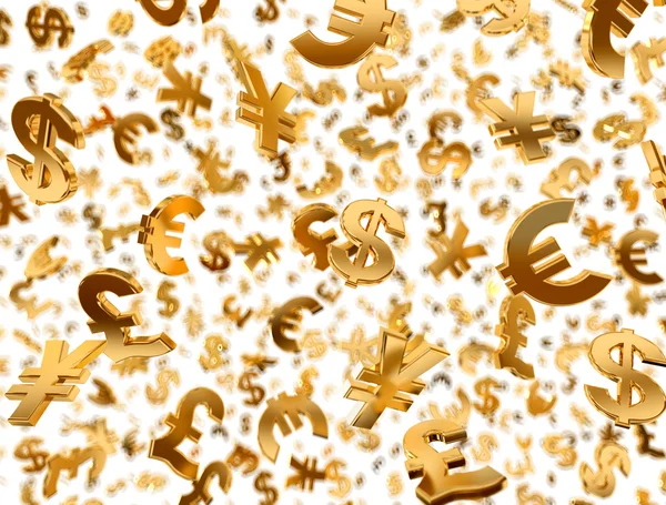 Altın para birimi simgelerini yağmur.
