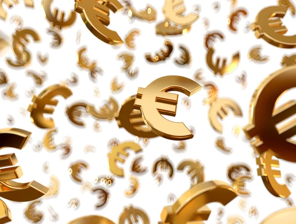 Golden euro signs raining. — Stock Photo, Image
