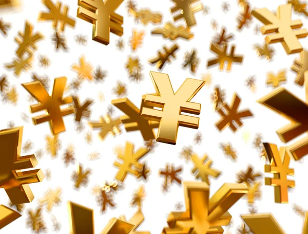 Golden pound sterling signs raining. — Stock Photo, Image