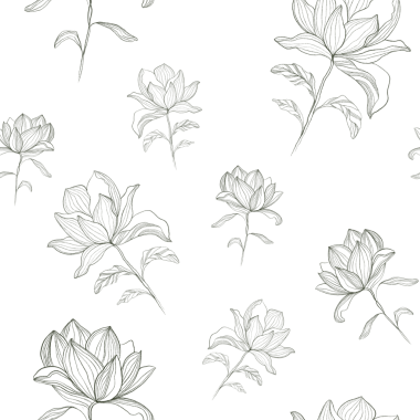 Floral pattern. Sketch of magnolia. Linear illustration of magnolia. Sketch of magnolia flower for printing on fabrics, clothes, postcards, posters, paintings, for stationery and printing, magazines.