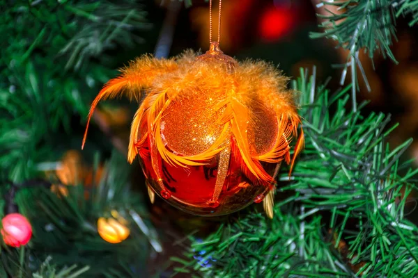 Kerstspeelgoed Aan Kerstboom Feestelijke Stemming — Stockfoto