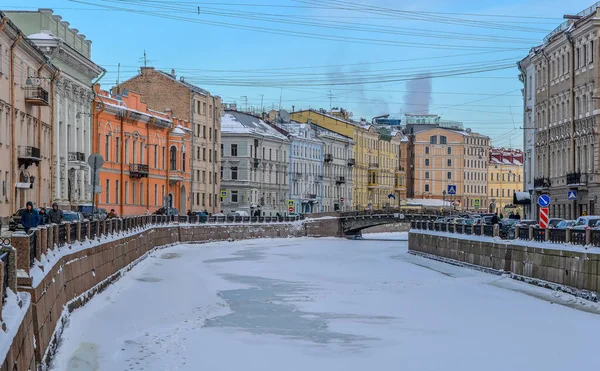 Walk Sunny Winter Evening Moika River Embankment Petersburg — Stock Photo, Image