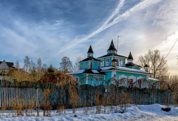 Rural Landscape Wooden Houses Winter — Stock Photo, Image